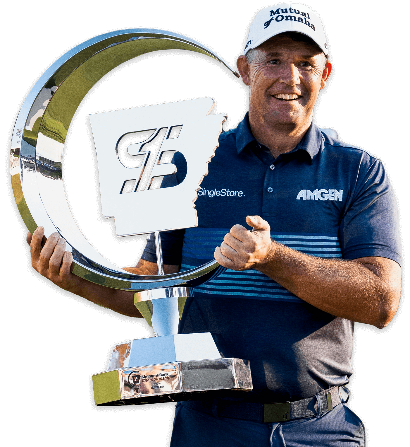 Padraig Harrington Holding Simmons Bank Championship Trophy